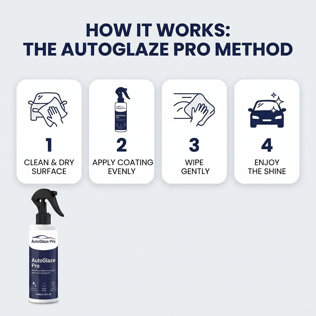 AutoGlaze Pro how it works — 4 steps infographic